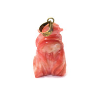 31.70 Ct. Salmon and White Coral Antique Style Pendant, 14K Yellow Gold Image