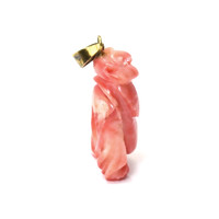 31.70 Ct. Salmon and White Coral Antique Style Pendant, 14K Yellow Gold Image