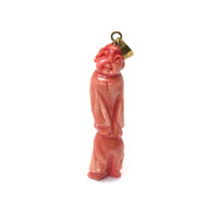 33.37 Ct. Salmon (Orangish Red) Coral Antique Style Pendant, 14K Yellow Gold Video