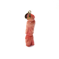 33.37 Ct. Salmon (Orangish Red) Coral Antique Style Pendant, 14K Yellow Gold Image