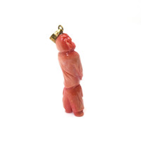 33.37 Ct. Salmon (Orangish Red) Coral Antique Style Pendant, 14K Yellow Gold Image