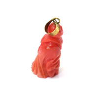 26.89 Ct. Salmon (Orangish Red) Coral Antique Style Pendant, 14K Yellow Gold Image