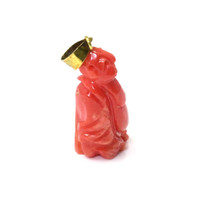26.89 Ct. Salmon (Orangish Red) Coral Antique Style Pendant, 14K Yellow Gold Image