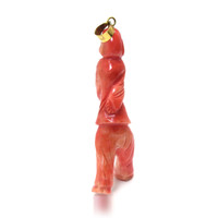 50.90 Ct. Salmon (Orangish Red) Coral Antique Style Pendant, 14K Yellow Gold Image