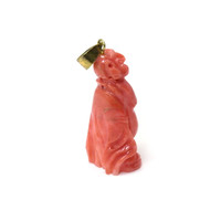 41.78 Ct. Salmon (Orangish Red) Coral Antique Style Pendant, 14K Yellow Gold Image