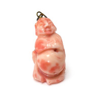 48.47 Ct. Pink Coral Antique Style Pendant, 14K Yellow Gold Video