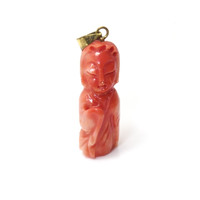 29.02 Ct. Salmon (Orangish Red) Coral Antique Style Pendant, 14K Yellow Gold Video