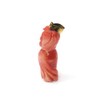 29.02 Ct. Salmon (Orangish Red) Coral Antique Style Pendant, 14K Yellow Gold Image