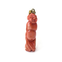 19.62 Ct. Salmon (Orangish Red) Coral Antique Style Pendant, 14K Yellow Gold Video