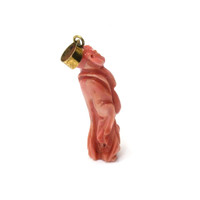 19.62 Ct. Salmon (Orangish Red) Coral Antique Style Pendant, 14K Yellow Gold Image