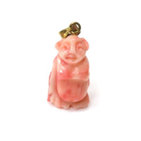 14.70 Ct. Salmon and White Coral Antique Style Pendant, 14K Yellow Gold Video