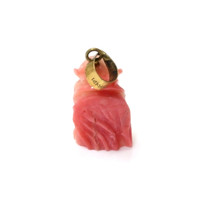 14.70 Ct. Salmon and White Coral Antique Style Pendant, 14K Yellow Gold Image