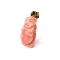 14.70 Ct. Salmon and White Coral Antique Style Pendant, 14K Yellow Gold Image