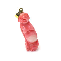 24.28 Ct. Pink Coral Antique Style Pendant, 14K Yellow Gold Video