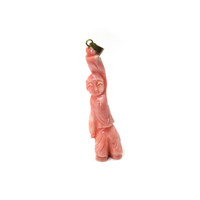 41.48 Ct. Pink Coral Antique Style Pendant, 14K Yellow Gold Video