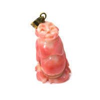 47.54 Ct. Salmon and White Coral Antique Style Pendant, 14K Yellow Gold Video