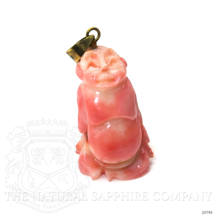 47.54 Ct. Salmon and White Coral Antique Style Pendant, 14K Yellow Gold