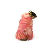 47.54 Ct. Salmon and White Coral Antique Style Pendant, 14K Yellow Gold Image