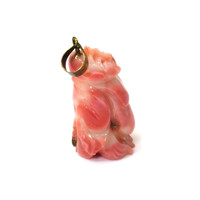 47.54 Ct. Salmon and White Coral Antique Style Pendant, 14K Yellow Gold Image