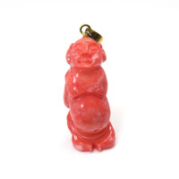 42.32 Ct. Salmon (Orangish Red) Coral Antique Style Pendant, 14K Yellow Gold Video