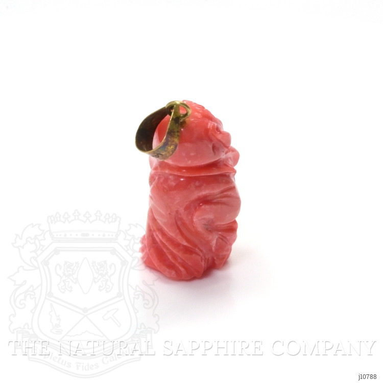 42.32 Ct. Salmon (Orangish Red) Coral Antique Style Pendant, 14K Yellow Gold