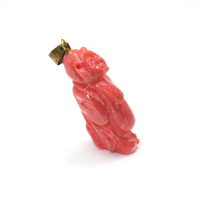 42.32 Ct. Salmon (Orangish Red) Coral Antique Style Pendant, 14K Yellow Gold Image