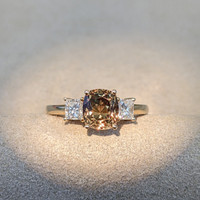 1.92 Ct. Alexandrite Natural Diamond Three Stone Ring, 14K Yellow Gold Image