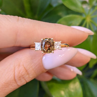 1.92 Ct. Alexandrite Natural Diamond Three Stone Ring, 14K Yellow Gold Life Style