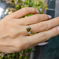 1.92 Ct. Alexandrite Natural Diamond Three Stone Ring, 14K Yellow Gold Life Style