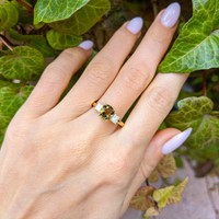 1.92 Ct. Alexandrite Natural Diamond Three Stone Ring, 14K Yellow Gold Life Style