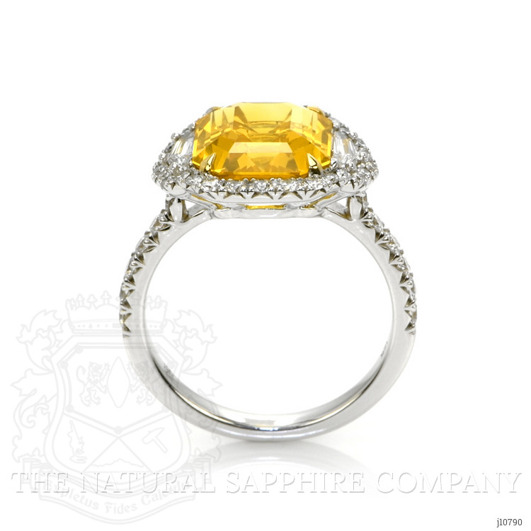 5.04 Ct. Yellow Sapphire and Natural Diamond Three Stone Ring, 18K White & Yellow