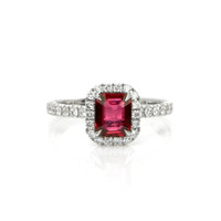 1.03 Ct. Ruby Natural Diamond Pave Ring, 18K White Gold Video
