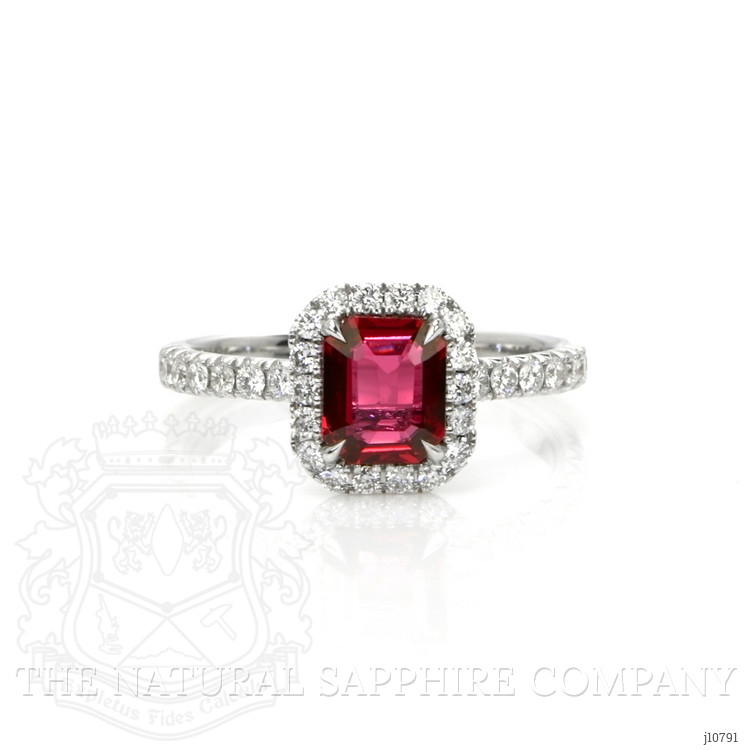 1.03 Ct. Ruby Natural Diamond Pave Ring, 18K White Gold