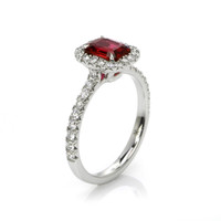 1.03 Ct. Ruby Natural Diamond Pave Ring, 18K White Gold Image