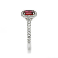 1.03 Ct. Ruby Natural Diamond Pave Ring, 18K White Gold Image