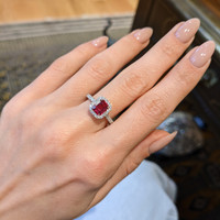 1.03 Ct. Ruby Natural Diamond Pave Ring, 18K White Gold Life Style