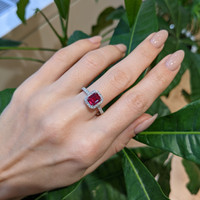 1.03 Ct. Ruby Natural Diamond Pave Ring, 18K White Gold Life Style