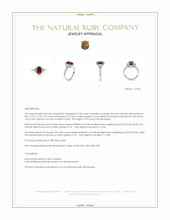 2.34 Ct. Ruby and Natural Diamond Three Stone Ring, 18K White Gold Appraisal