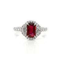 2.34 Ct. Ruby Natural Diamond Three Stone Ring, 18K White Gold Video