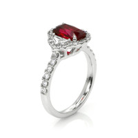 2.34 Ct. Ruby Natural Diamond Three Stone Ring, 18K White Gold Image