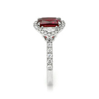 2.34 Ct. Ruby Natural Diamond Three Stone Ring, 18K White Gold Image