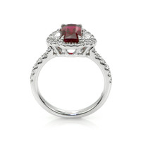 2.34 Ct. Ruby Natural Diamond Three Stone Ring, 18K White Gold Image