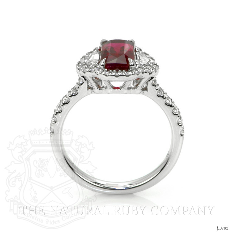 2.34 Ct. Ruby Natural Diamond Three Stone Ring, 18K White Gold