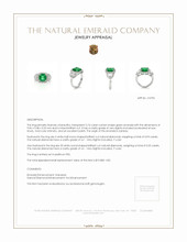2.76 Ct. Emerald Natural Diamond Three Stone Ring, Platinum 950 Appraisal