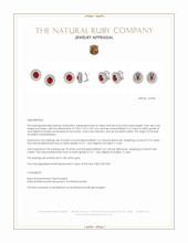 3.66 Ct.Tw.Total Carat Weight Ruby and Natural Diamond Studs Earrings, 18K White Gold Appraisal