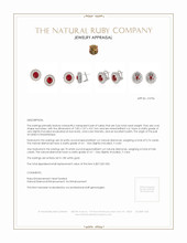 3.66 Ct.Tw. Ruby Natural Diamond Studs Earrings, 18K White Gold Appraisal