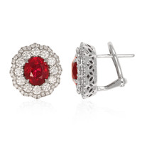 3.66 Ct.Tw. Ruby Natural Diamond Studs Earrings, 18K White Gold Image
