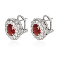 3.66 Ct.Tw. Ruby Natural Diamond Studs Earrings, 18K White Gold Image