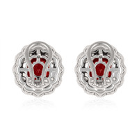 3.66 Ct.Tw. Ruby Natural Diamond Studs Earrings, 18K White Gold Image