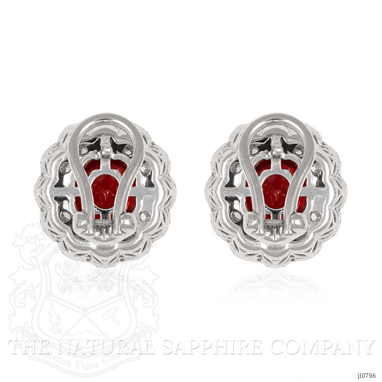 3.66 Ct.Tw. Ruby Natural Diamond Studs Earrings, 18K White Gold